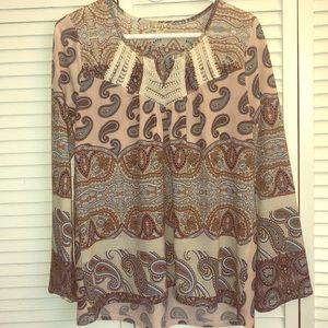 Boho style paisley peasant top size petite large